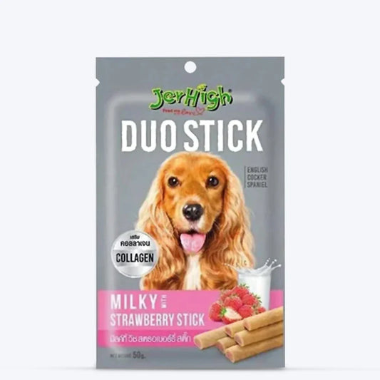 JerHigh Duo Stick Dog Treat - Milk with Strawberry Stick (50 g)