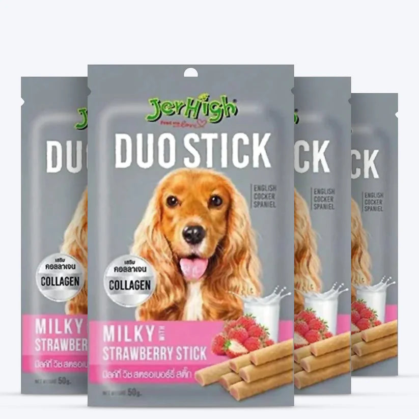 JerHigh Duo Stick Dog Treat - Milk with Strawberry Stick (50 g)