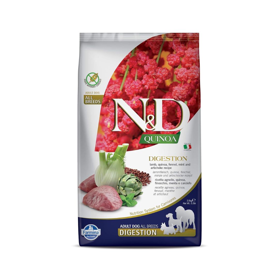 Farmina N&D Quinoa (Digestion) Lamb, Mint and Fennel Grain-Free Dry Adult Dog Food (All Breeds)