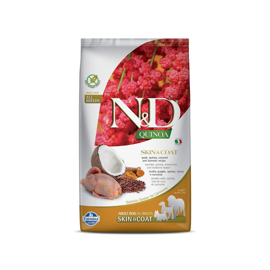 Farmina N&D Quinoa (Skin & Coat) Quail & Coconut all Breed , Grain-Free, Adult Dry Dog Food