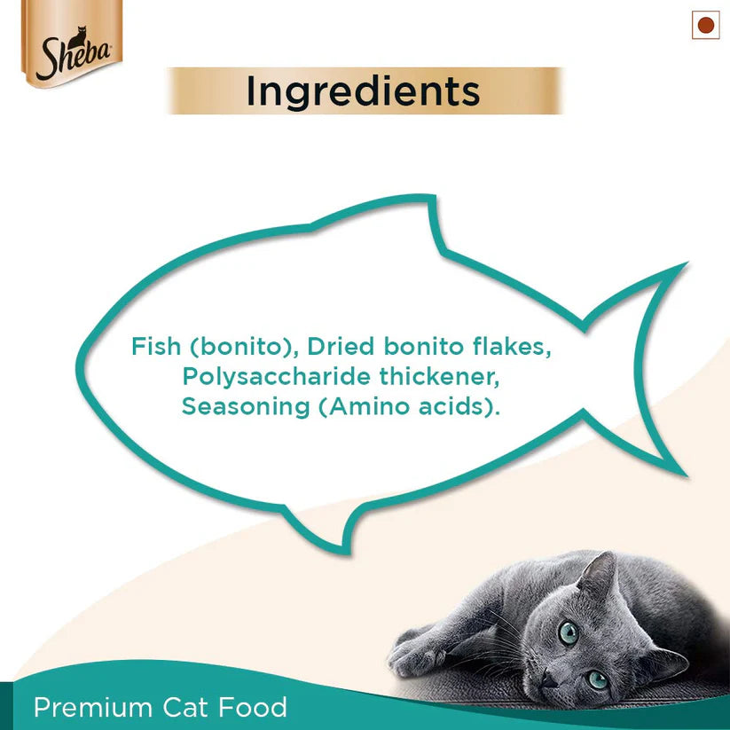 Sheba Fish with Dry Bonito Flake Adult Wet Cat Food (35 g) packs