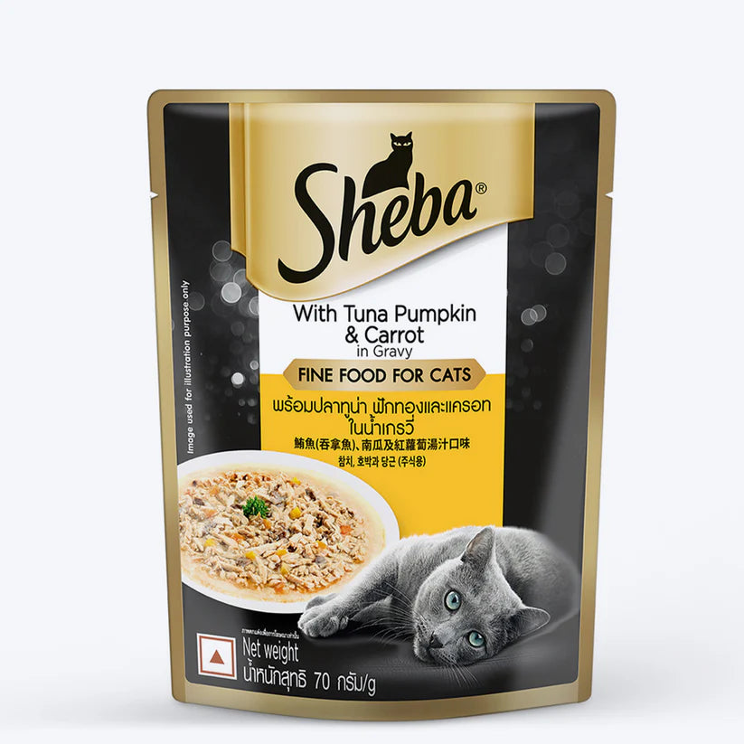 Sheba Rich Premium Tuna Pumpkin & Carrot In Gravy Adult Wet Cat Food (70 g) Packs