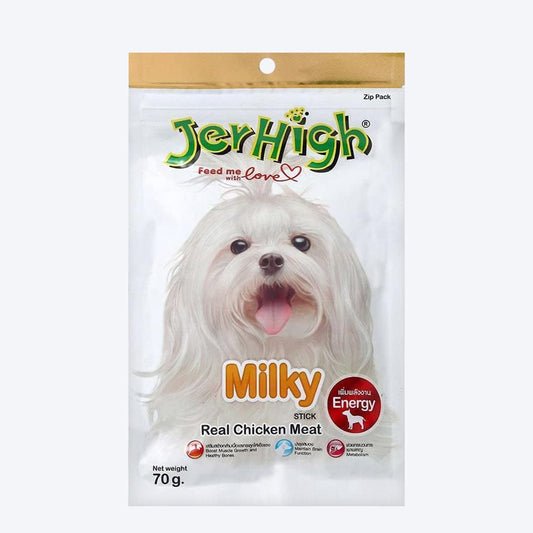 JerHigh Milky Dog Stick Treats with Real Chicken Meat for Adult Dogs (70 g)