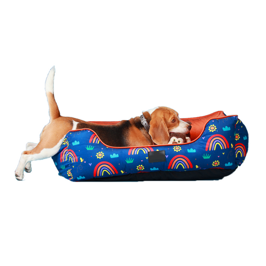 Furrfab Rainbow Print Dog Bed