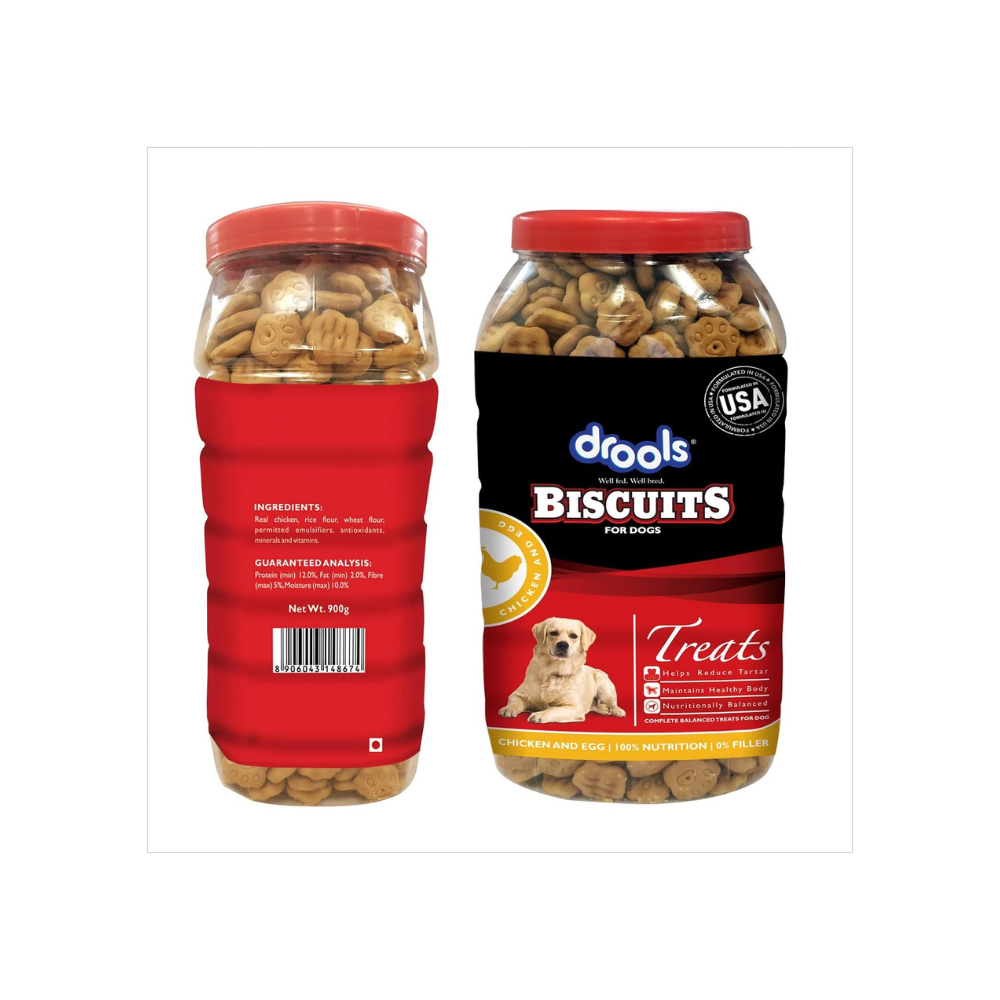 Drools Chicken and Egg Biscuit, Dog Treats Jar (900 g)