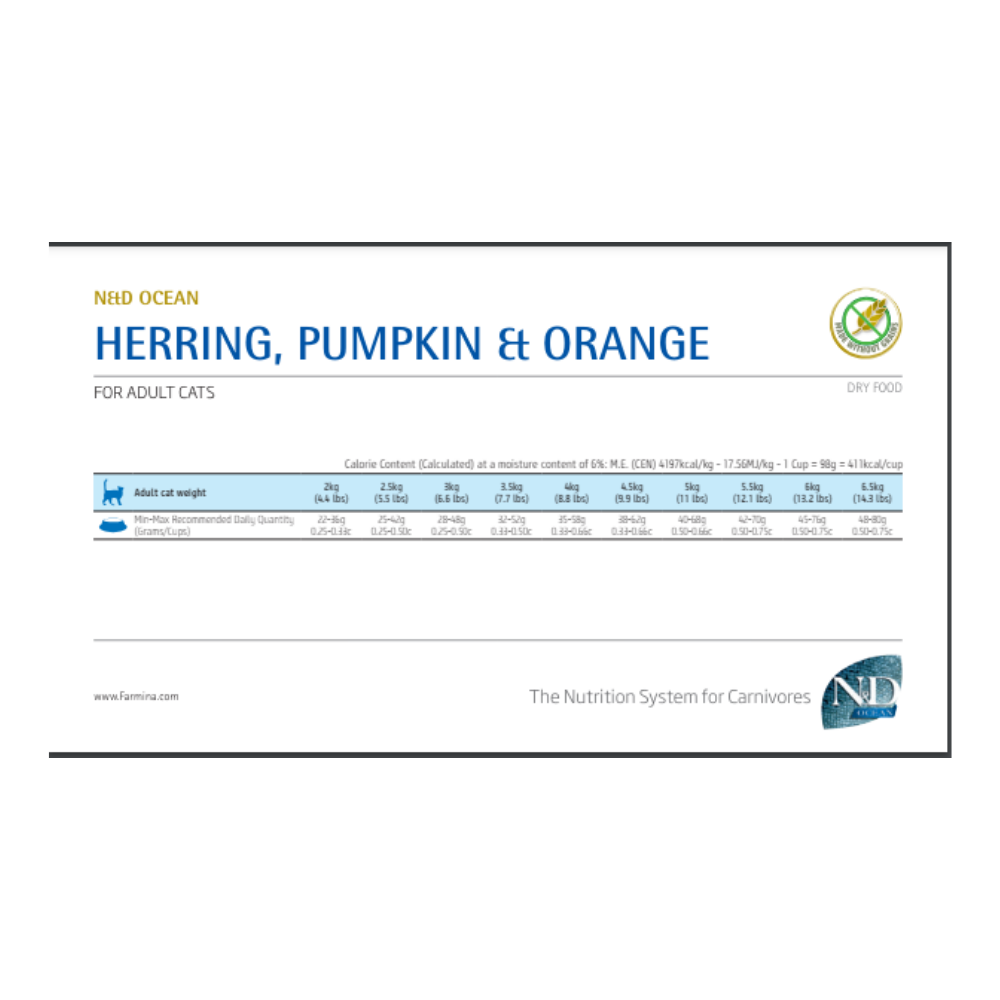 FARMINA HERRING, PUMPKIN & ORANGE ADULT CAT DRY