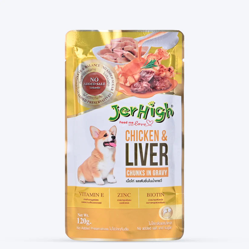 JerHigh Chicken & Liver in Gravy Wet Dog Food (120 g)