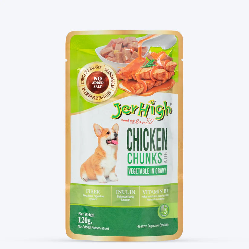 JerHigh Chicken & Vegetable in Gravy Wet Dog Food (120 g packs)