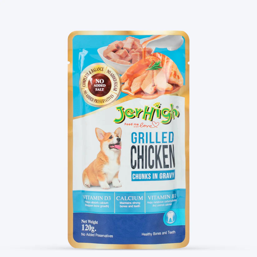 JerHigh Chicken Grilled in Gravy Wet Dog Food (120g) packs