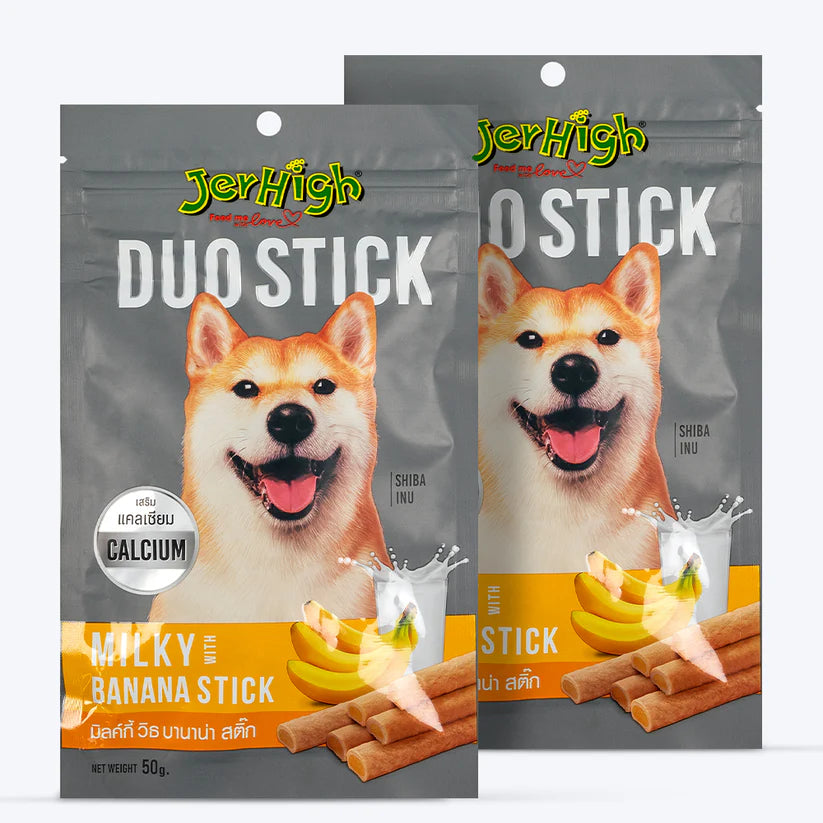 JerHigh Duo Stick Dog Treat  Milk with Banana (50 g)