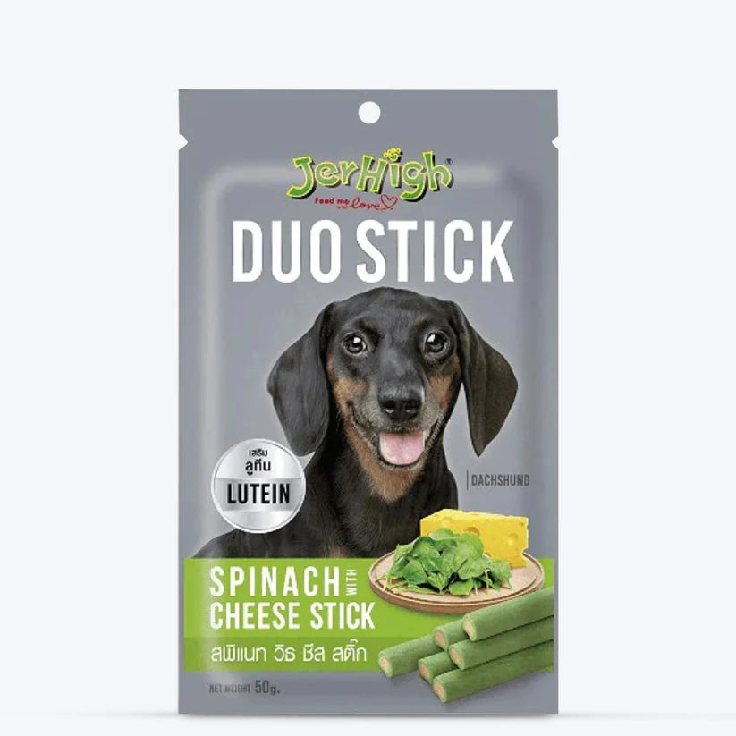 JerHigh Duo Stick Dog Treat - Spinach with Cheese Stick (50 g)