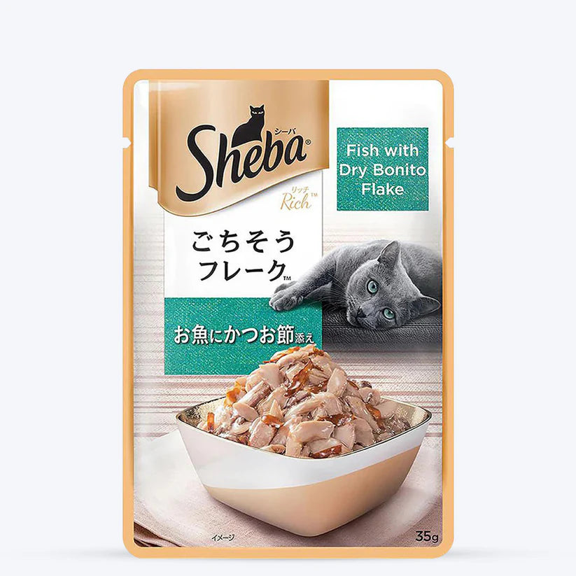 Sheba Fish with Dry Bonito Flake Adult Wet Cat Food (35 g) packs