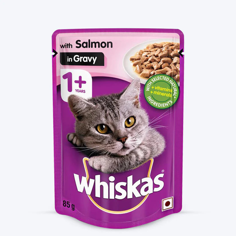 Whiskas Salmon in Gravy Adult Wet Cat Food (85 g) packs